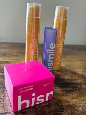 Hismile Bundle PAP+ Whitening Powder Mango Toothpaste x2 Glostik Tooth Gloss NWT